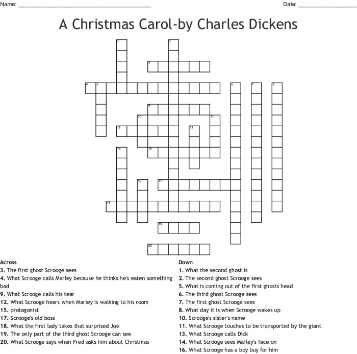 Christmas carol crossword answer key