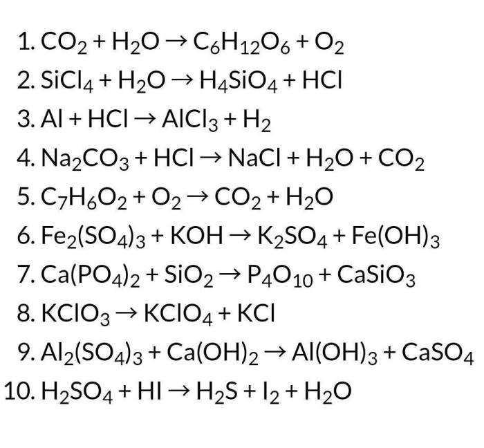 Chapter 7 worksheet #1 balancing chemical equations