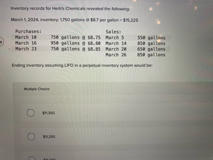 Inventory chemicals answer solved problem