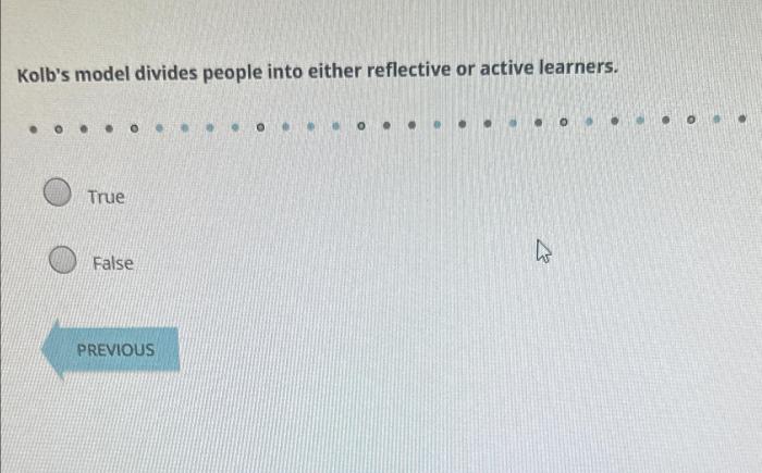 Kolb's model divides people into either reflective or active learners