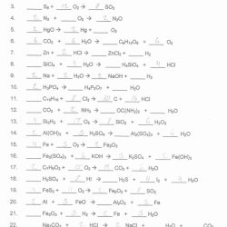 Chapter 7 worksheet #1 balancing chemical equations